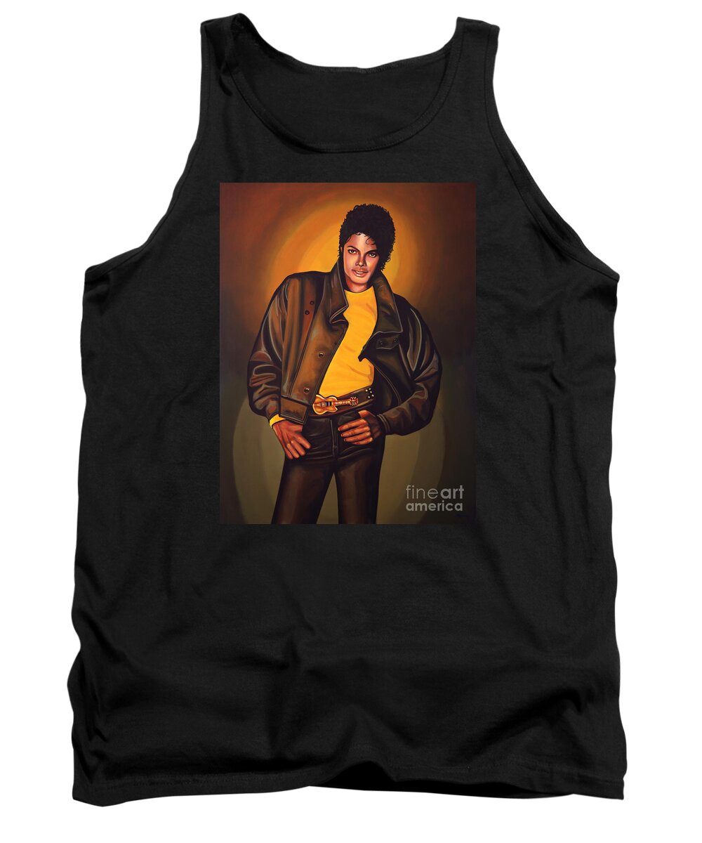 Michael Jackson Tank Top featuring the painting Michael Jackson by Paul Meijering