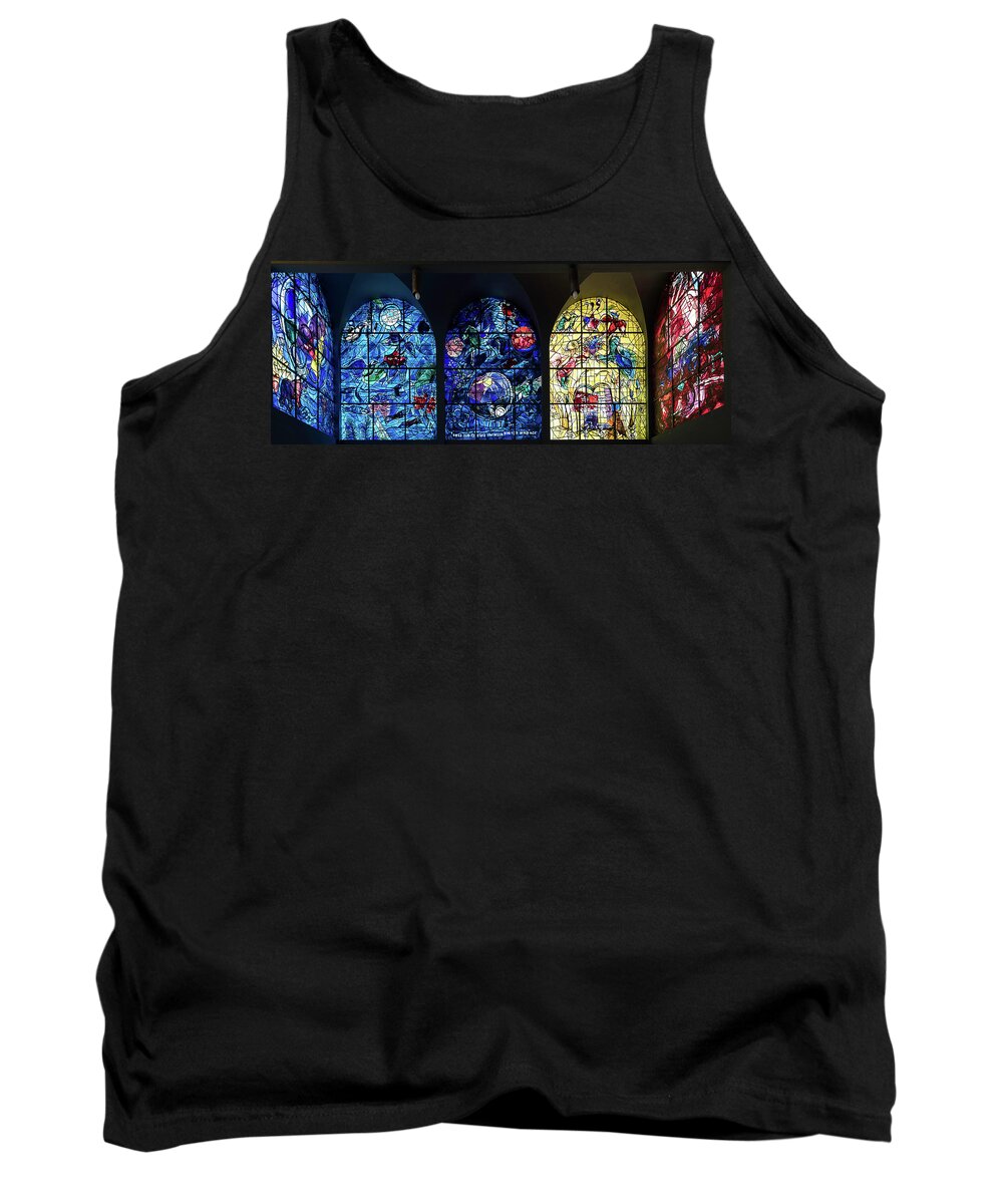 Photography Tank Top featuring the photograph Stained Glass Chagall Windows #1 by Panoramic Images