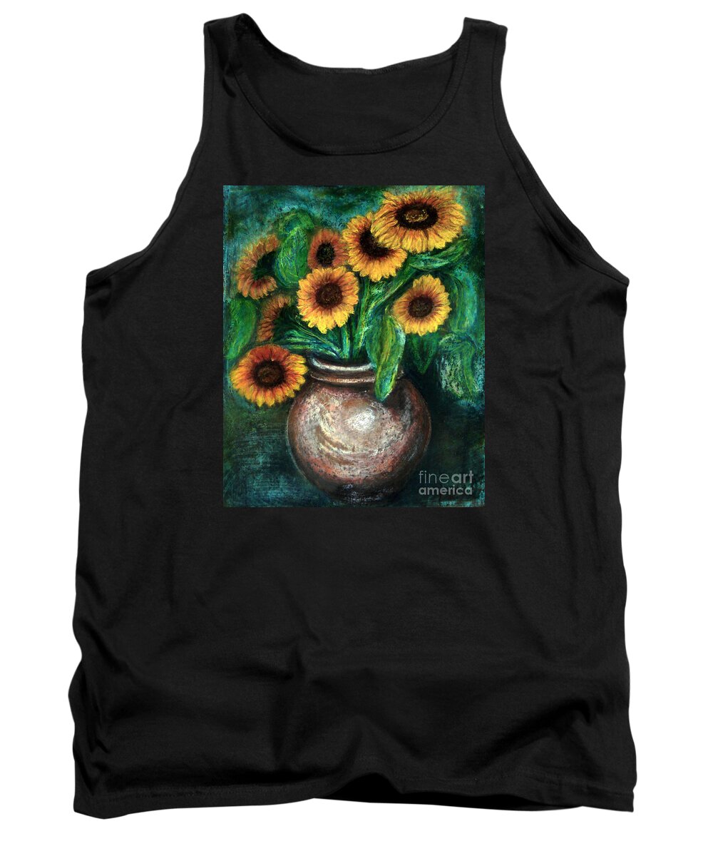 Sunflowers Tank Top featuring the painting Sunflowers by Jasna Dragun