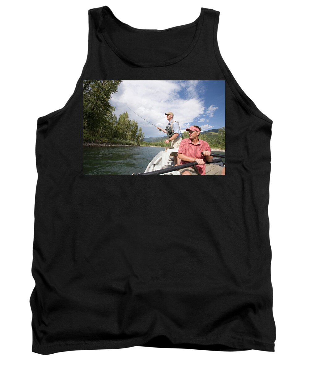 Two Young Men Fly Fishing On The Elk #1 Tank Top
