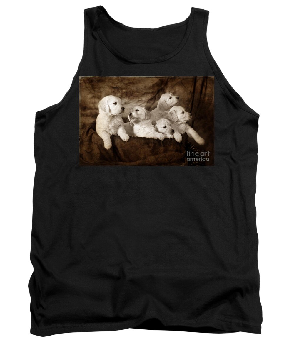 Dog Tank Top featuring the photograph Vintage festive puppies #13 by Ang El