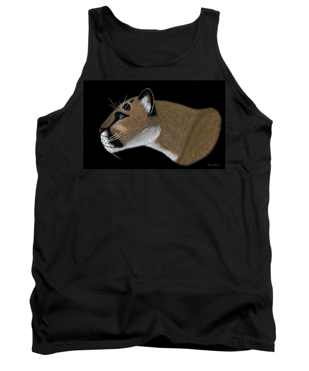 Cougar Portrait Tank Top featuring the digital art Cougar Portrait #1 by Walter Colvin