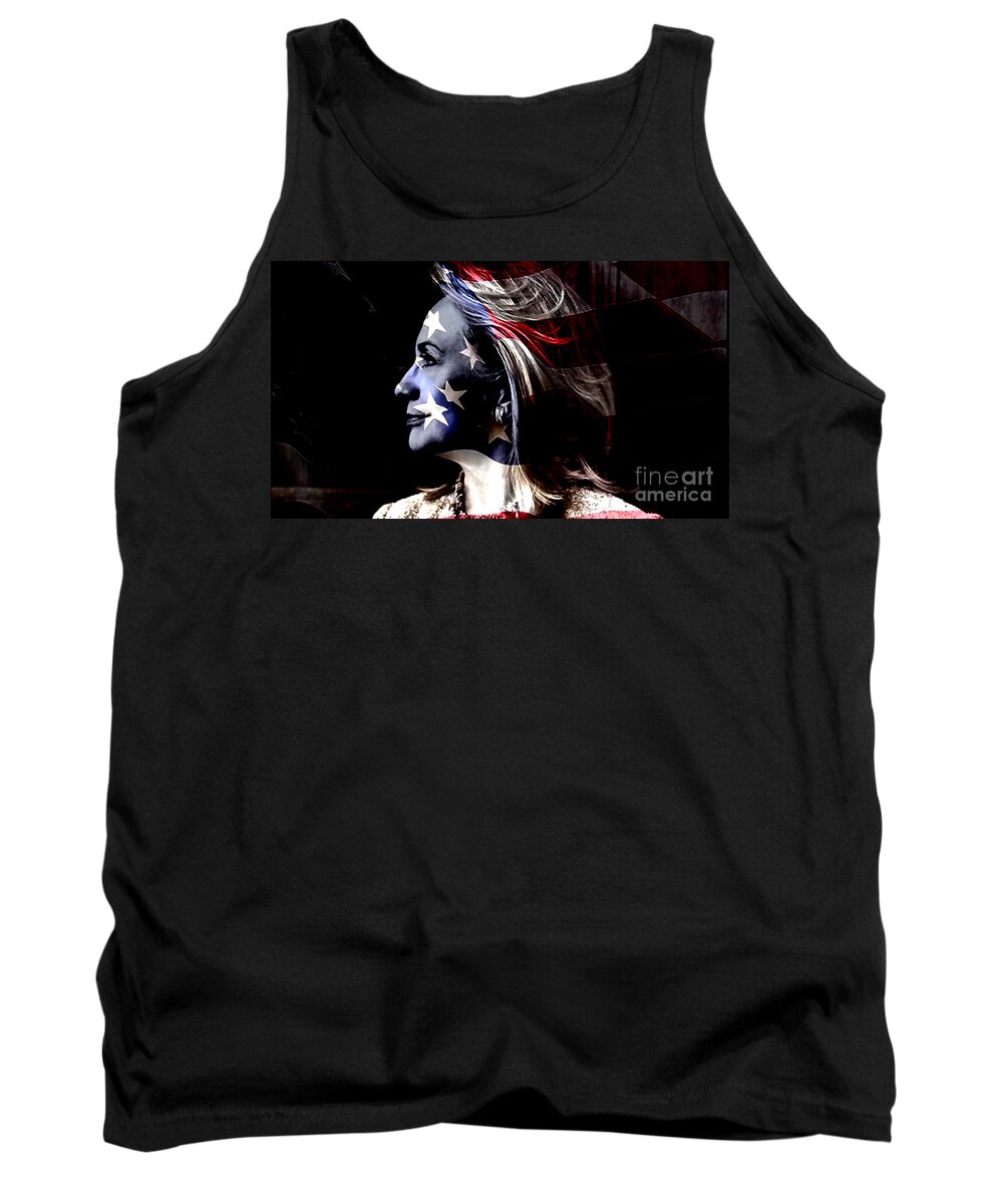 Hillary Clinton Paintings Mixed Media Tank Top featuring the mixed media Hillary 2016 #1 by Marvin Blaine