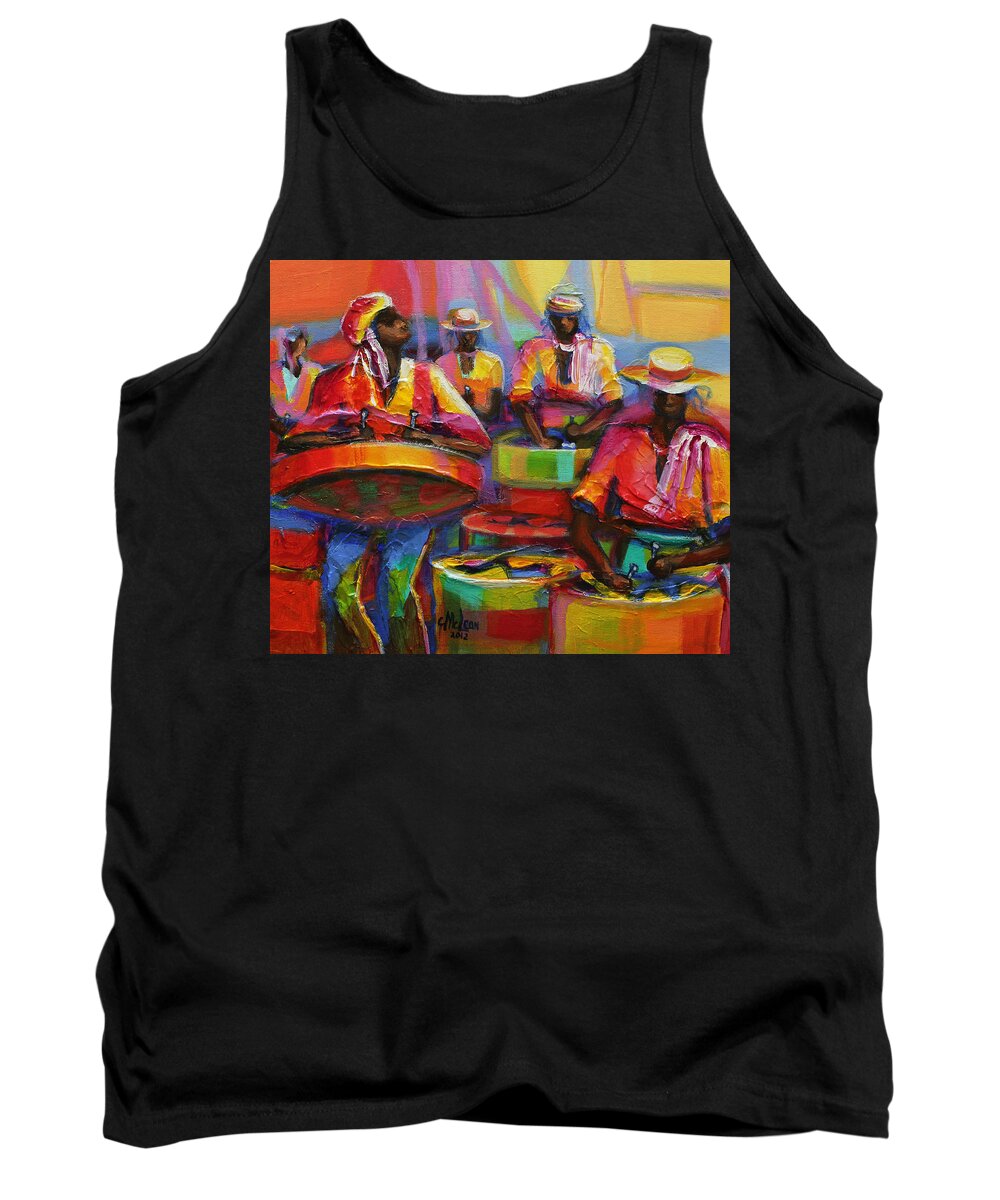 Abstract Tank Top featuring the painting Steel Pan #7 by Cynthia McLean