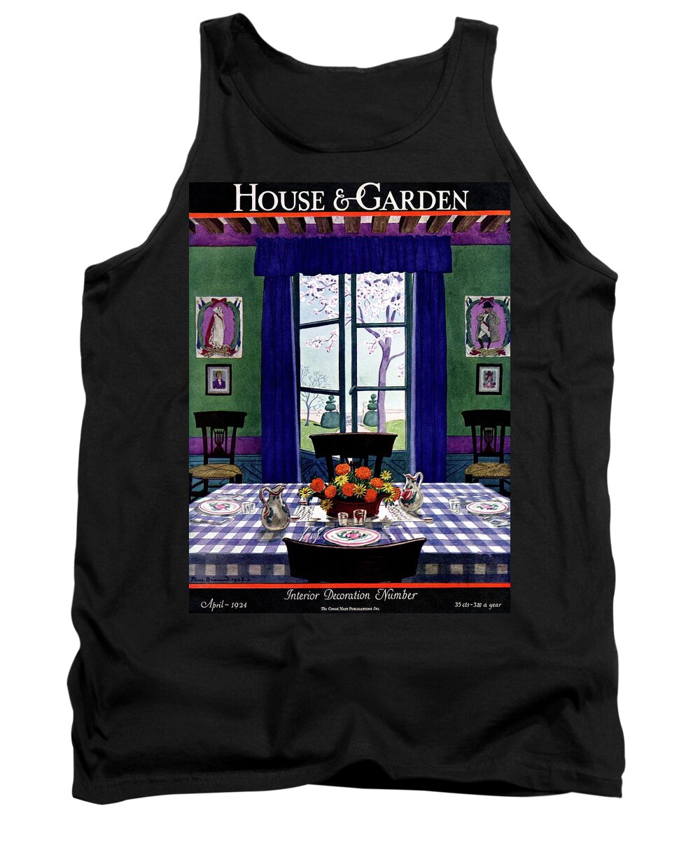House And Garden Tank Top featuring the photograph A French Provincial Dining Room by Pierre Brissaud
