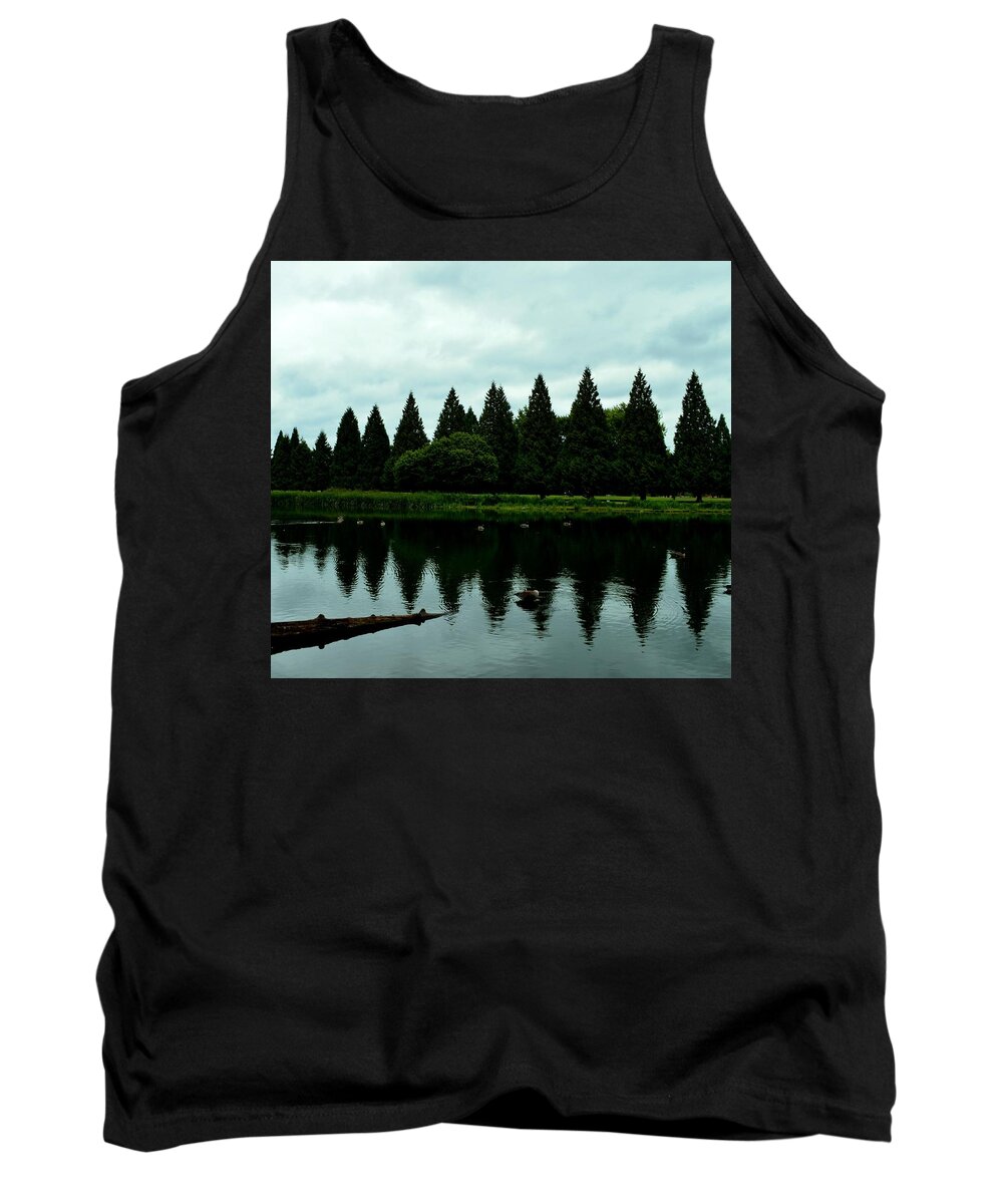 Reflection Tank Top featuring the photograph A Gaggle of Pines by Laureen Murtha Menzl