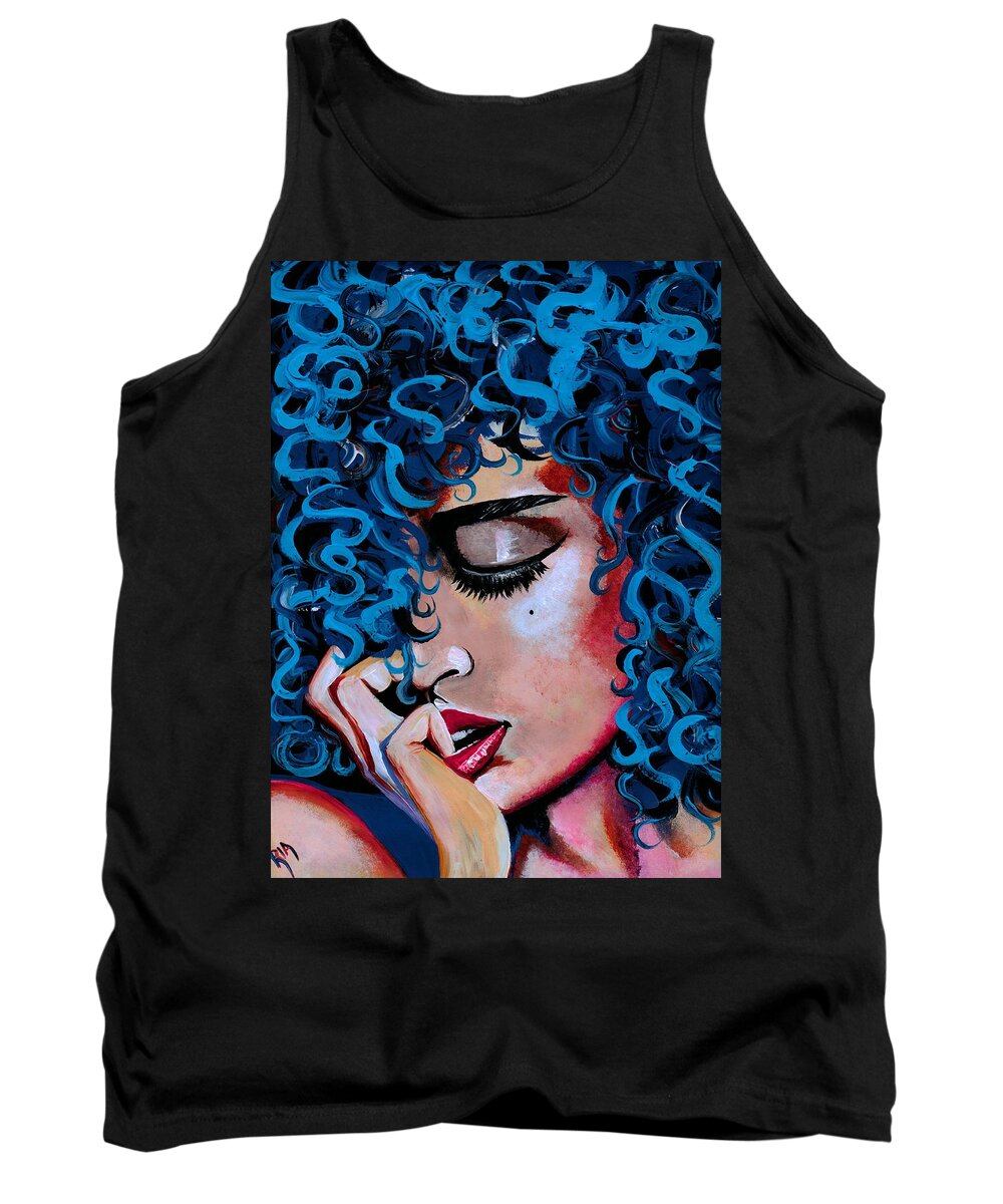 Model Tank Top featuring the photograph A Happy Woman is a Satisfied Woman by Artist RiA