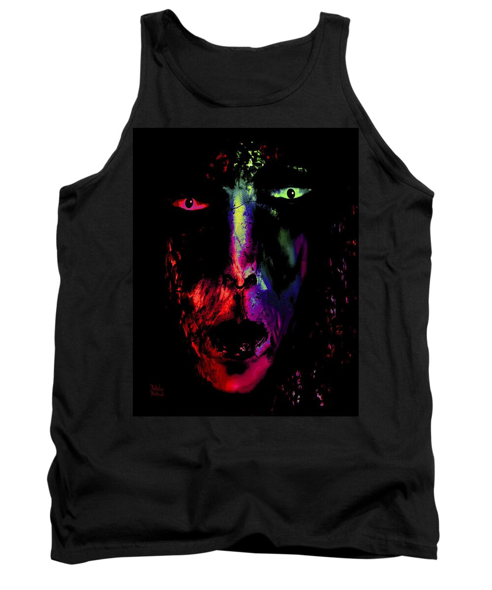 Face Tank Top featuring the mixed media A Nightmare by Natalie Holland