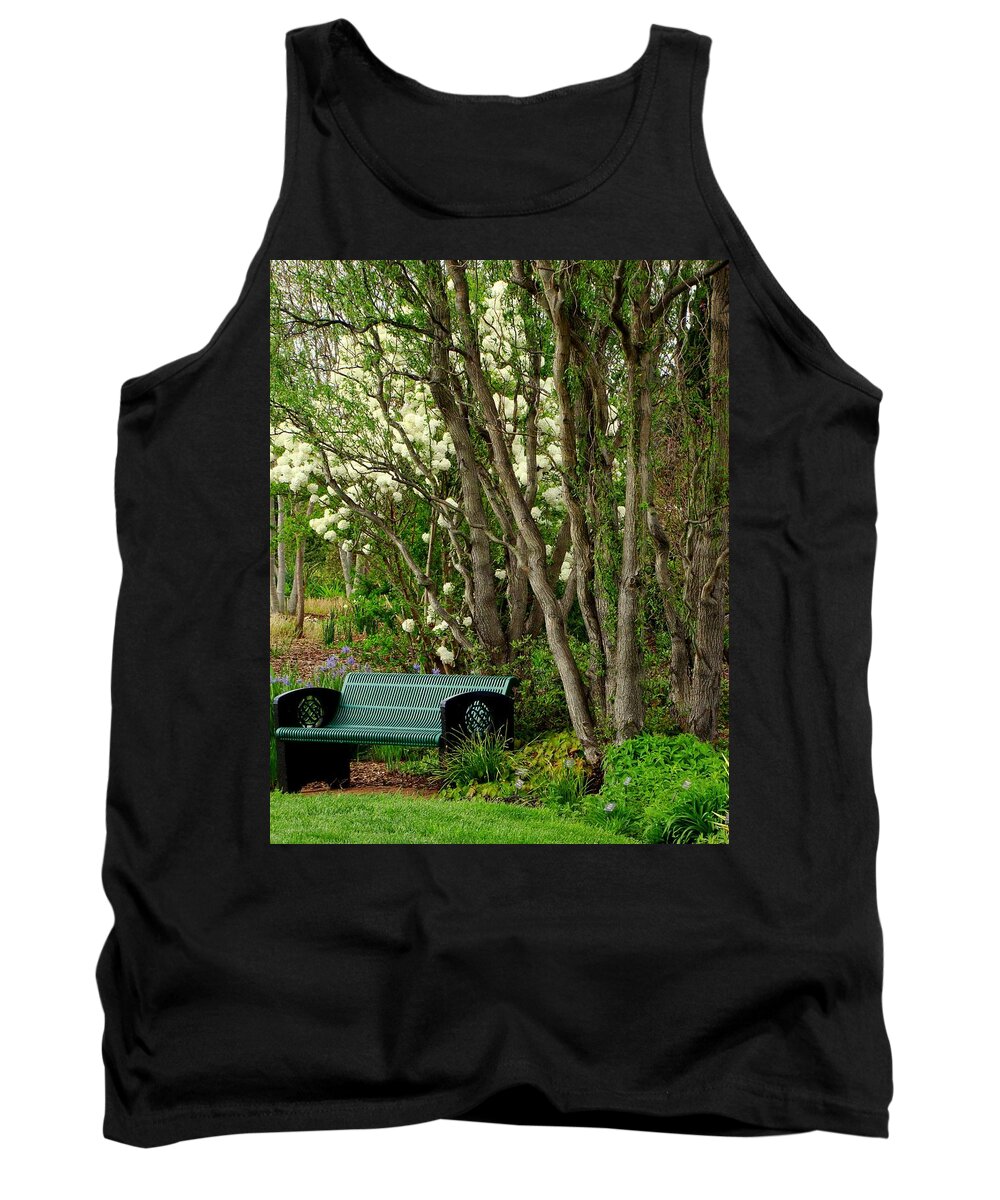 Benches Tank Top featuring the photograph A Place To Sit by Rodney Lee Williams