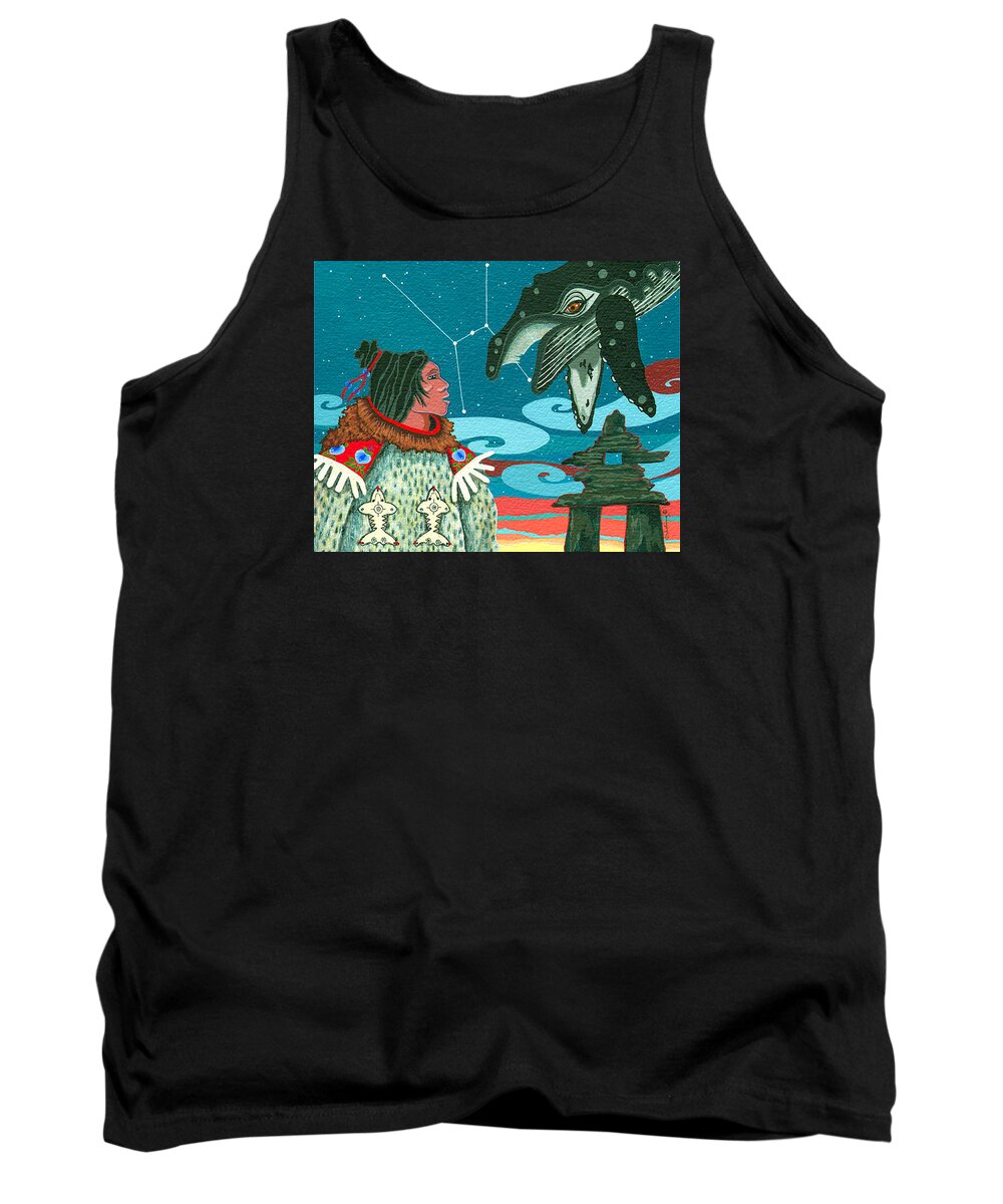 America Tank Top featuring the painting A Study for Whale Dreamer by Chholing Taha