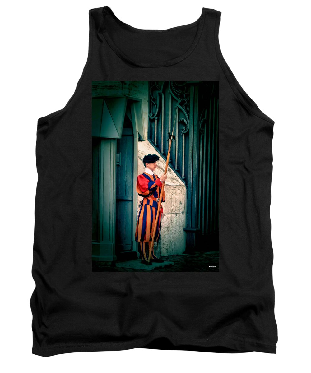 Papal Guard Tank Top featuring the photograph A Swiss Guard by Tom Prendergast