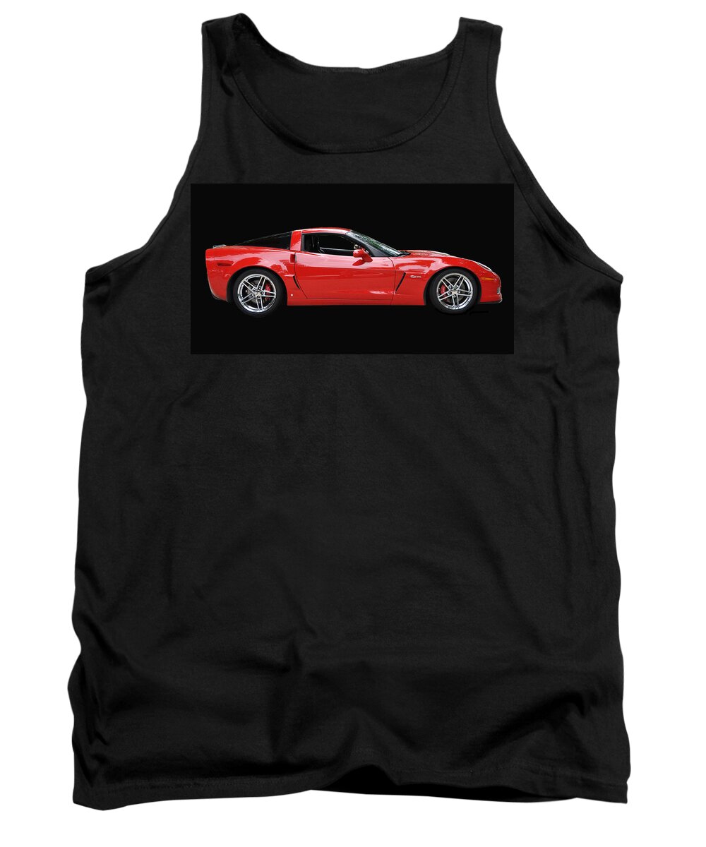 Red Tank Top featuring the photograph A Very Red Corvette Z6 by Allen Beatty