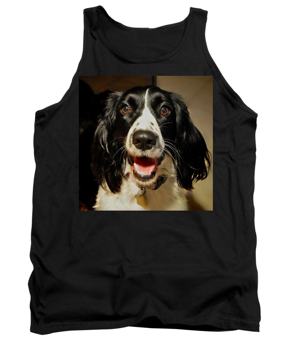 Puppy Print Tank Top featuring the photograph Abby's Sweet Smiling Face by Kristina Deane