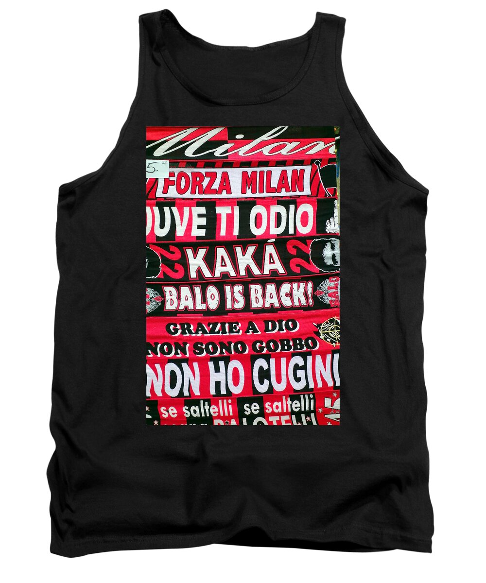 A Tank Top featuring the photograph AC Milan Fans Scarves by Valentino Visentini