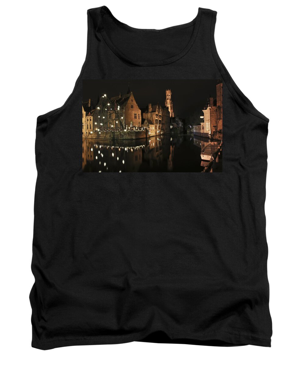 Dijver Tank Top featuring the photograph An Evening in Bruges by Brian Kamprath