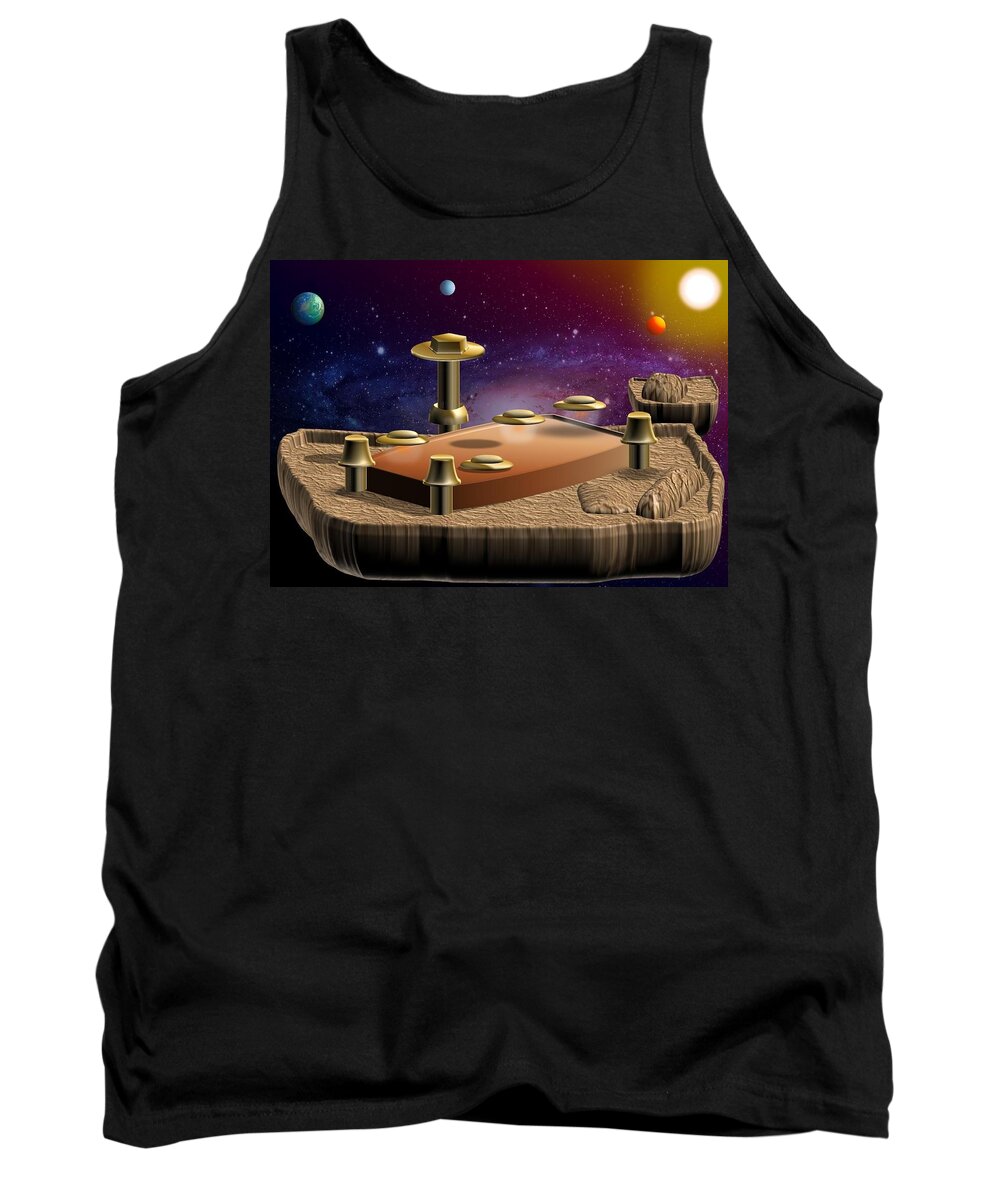 Digital Art Tank Top featuring the digital art Asteroid Terminal by Cyril Maza