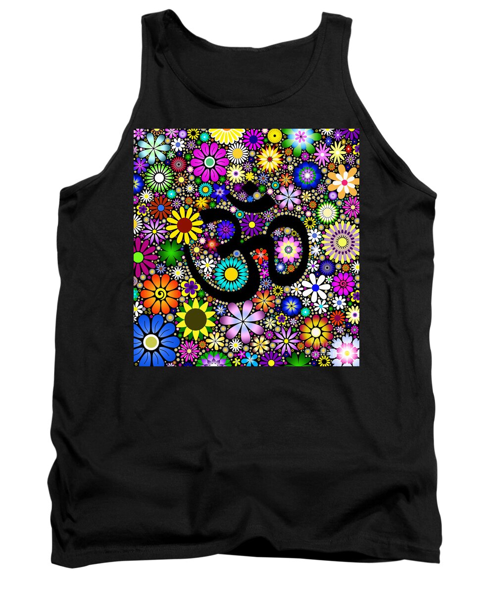 Om Tank Top featuring the digital art AUM Flowers by Tim Gainey