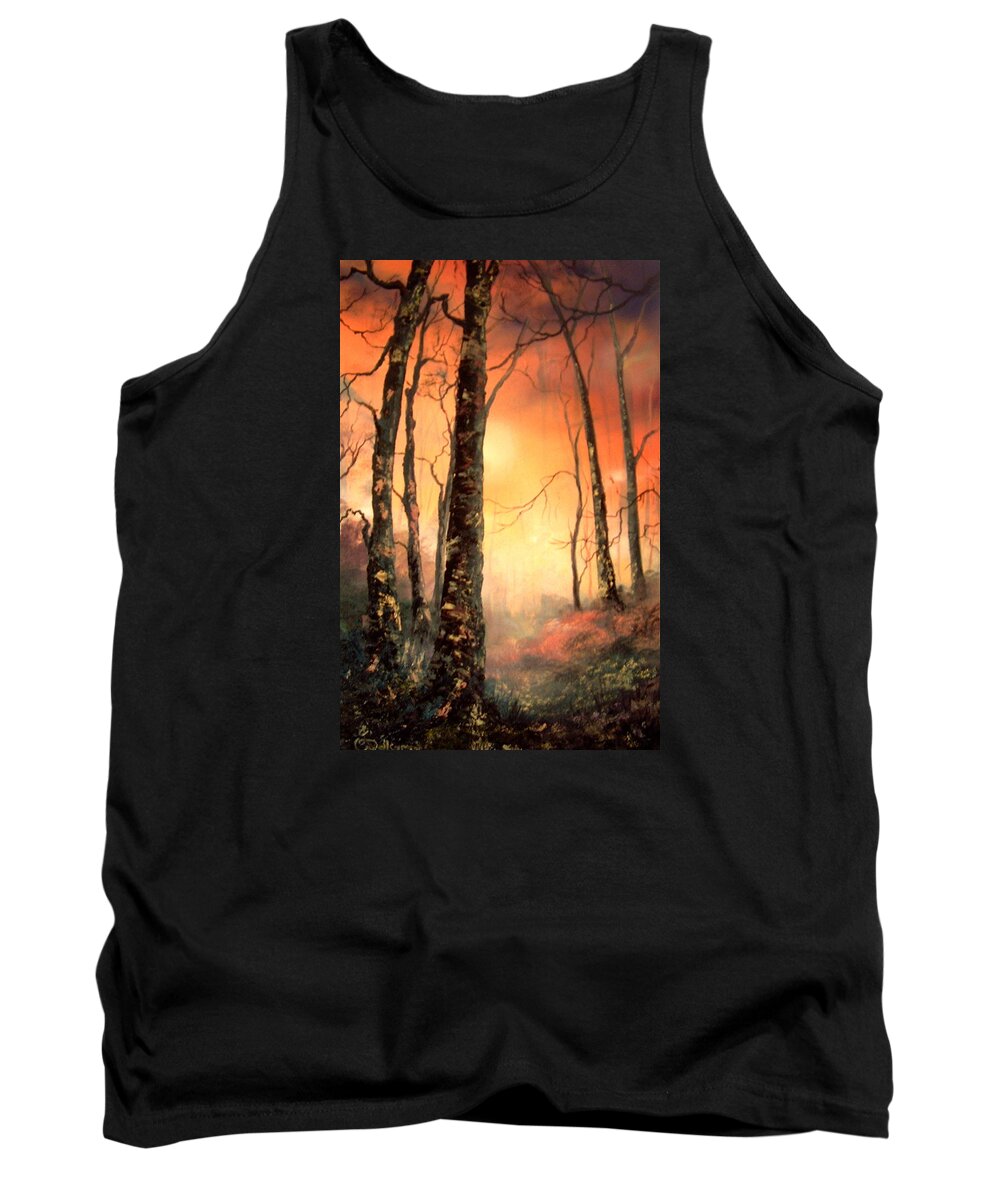 Cannock Chase Tank Top featuring the painting Autumn Glow by Jean Walker