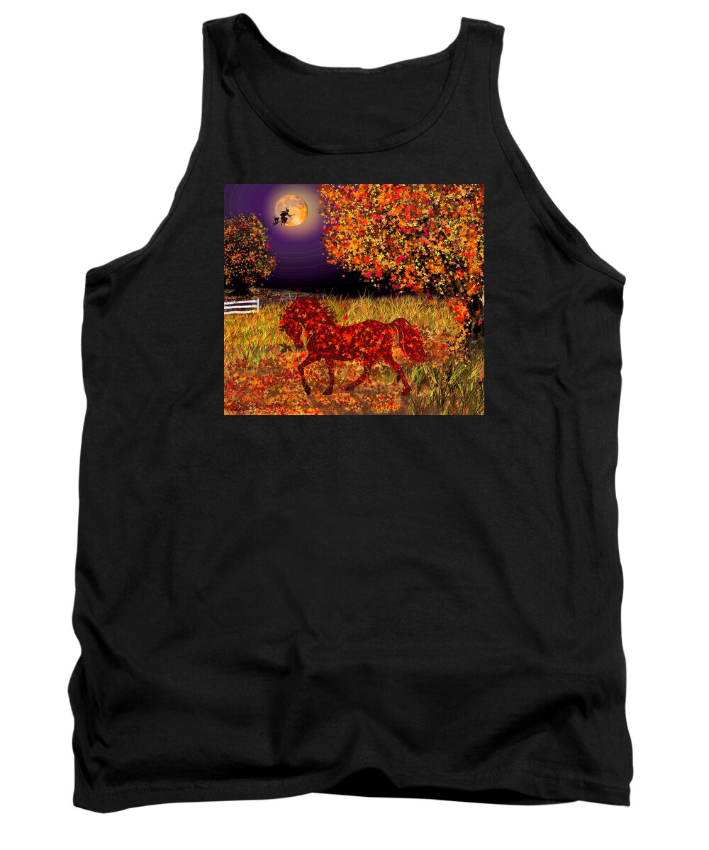 Halloween Tank Top featuring the painting Autumn Horse Bewitched by Michele Avanti