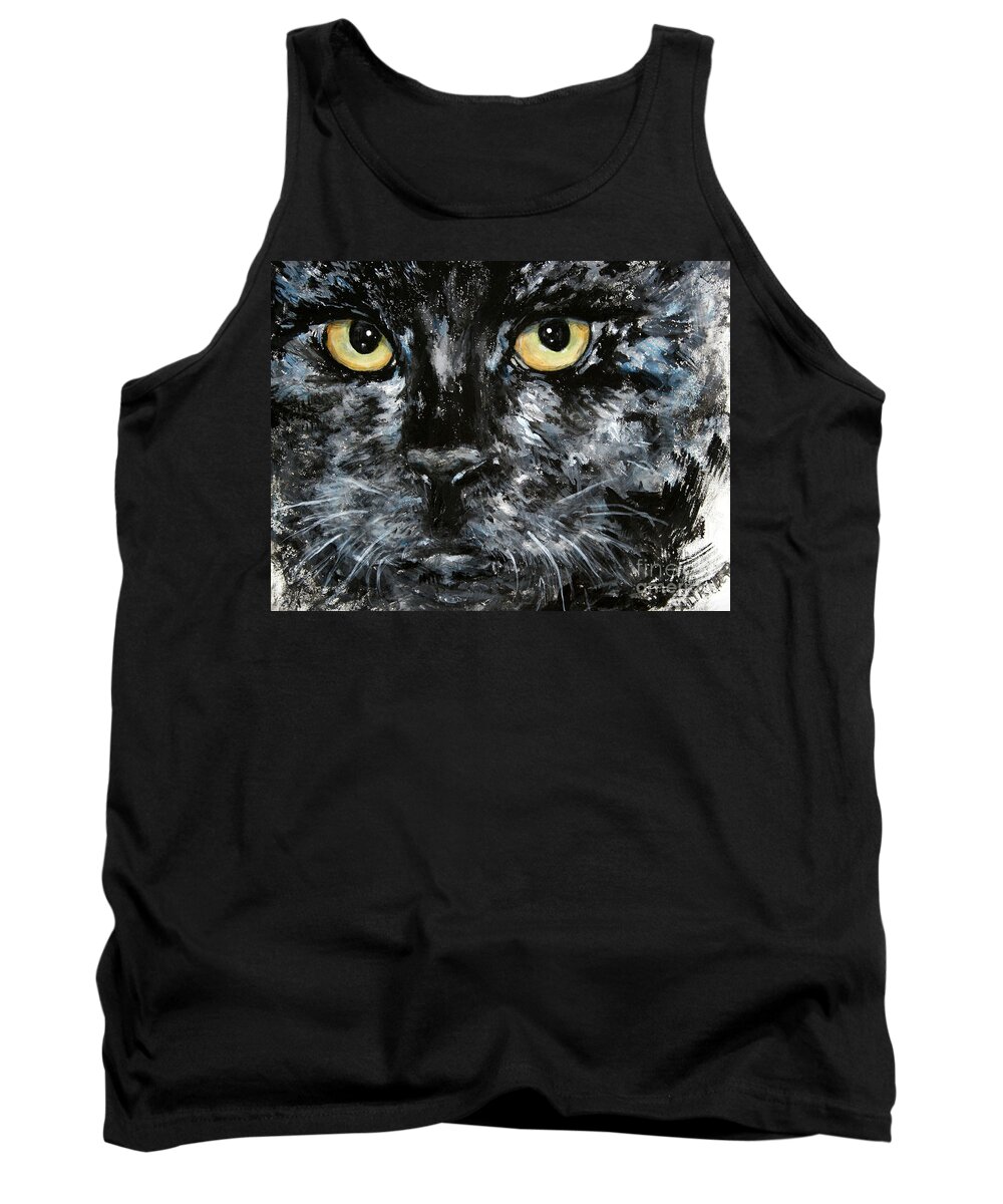 Cat Tank Top featuring the painting Bad Malcolm by Alison Caltrider