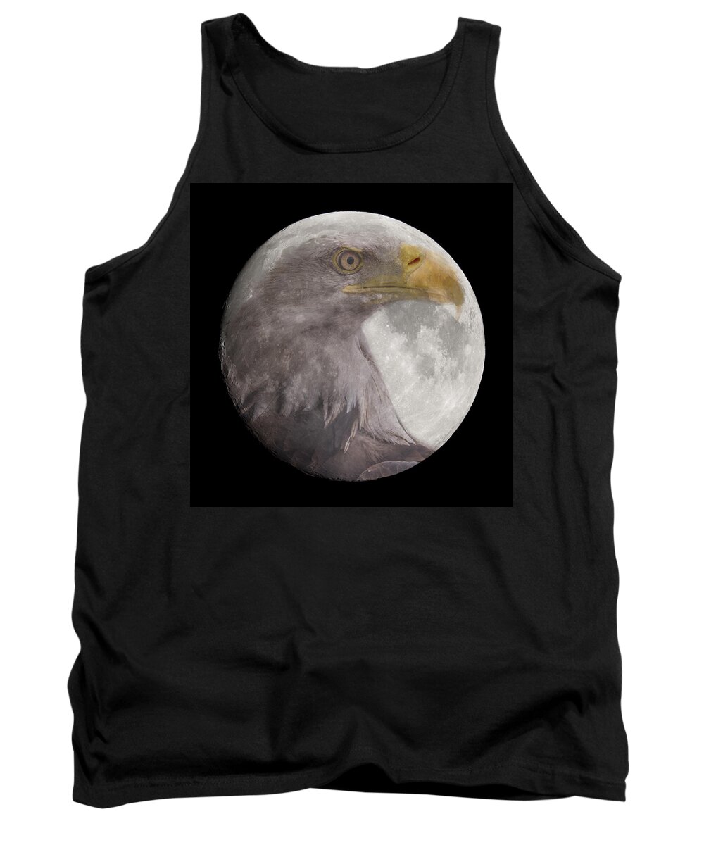 Moon Tank Top featuring the photograph Bald Eagle in the Full Moon by Chris Smith