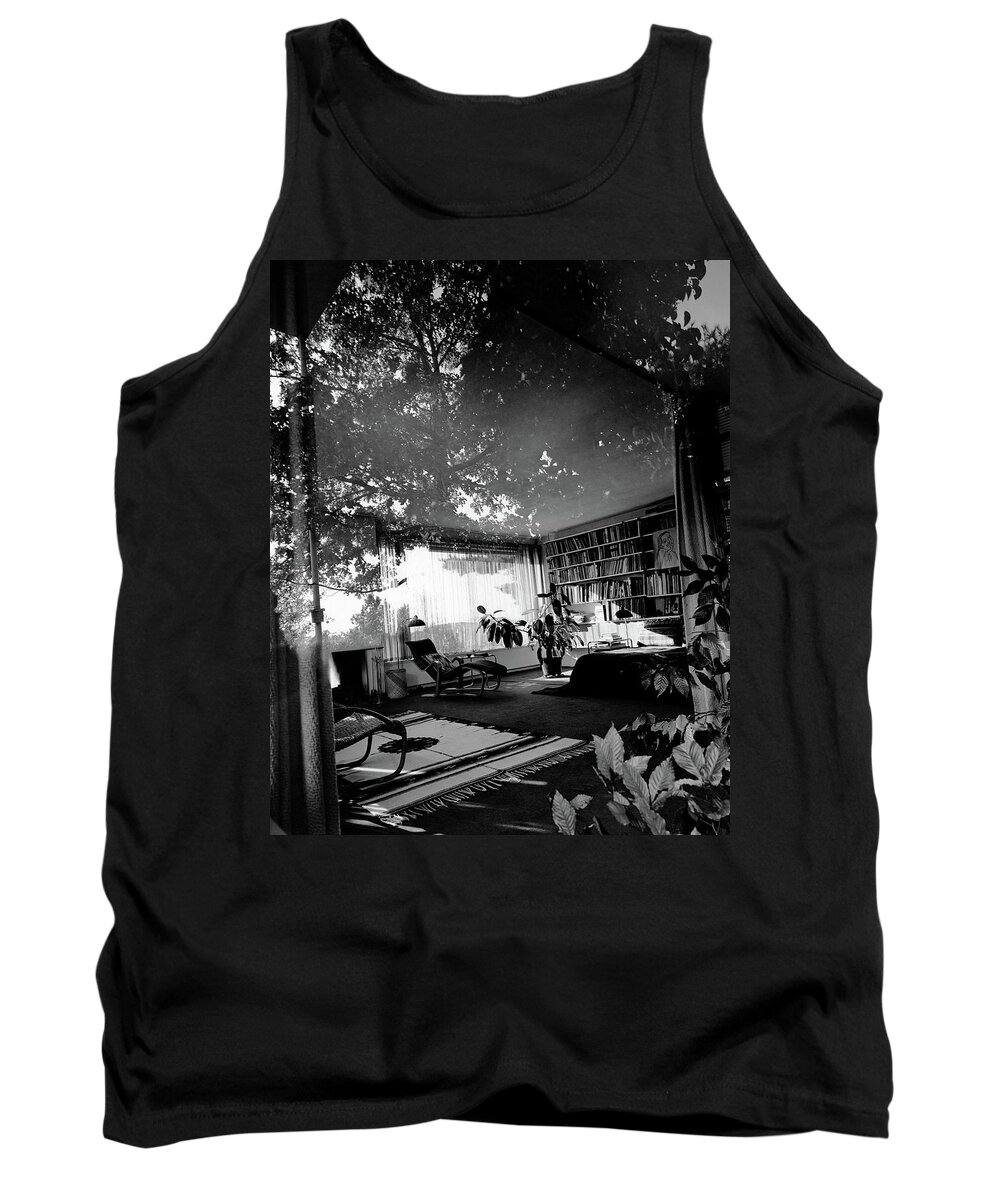 Home Tank Top featuring the photograph Bedroom Seen Through Glass From The Outside by Robert M. Damora