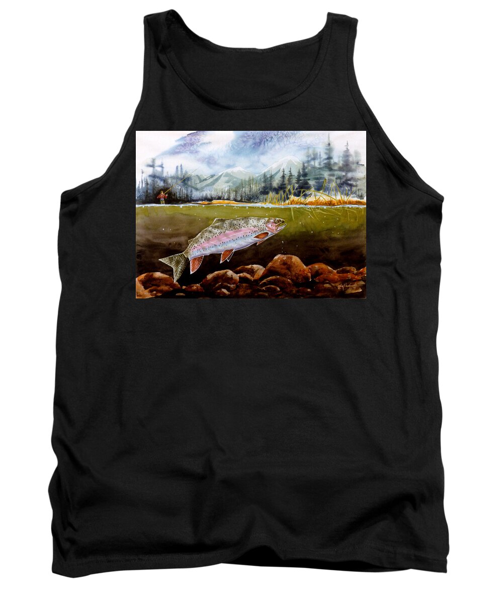 Rainbow Trout Tank Top featuring the painting Big Thompson Trout by Craig Burgwardt