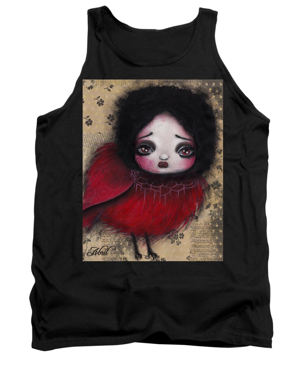Oil Painting On Paper Tank Top featuring the painting Bird Girl #1 by Abril Andrade
