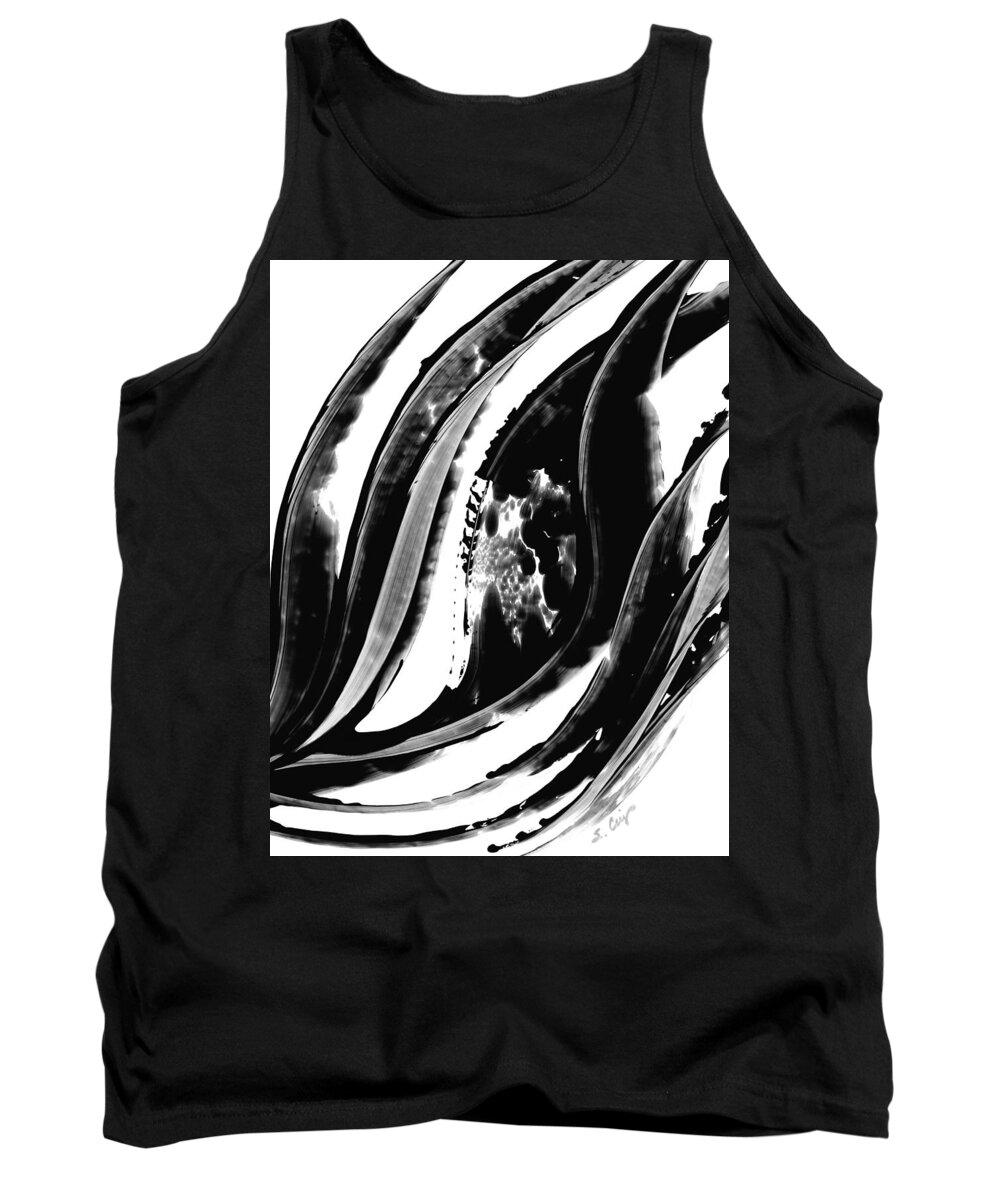 Black And White Tank Top featuring the painting Black Magic 302 by Sharon Cummings by Sharon Cummings