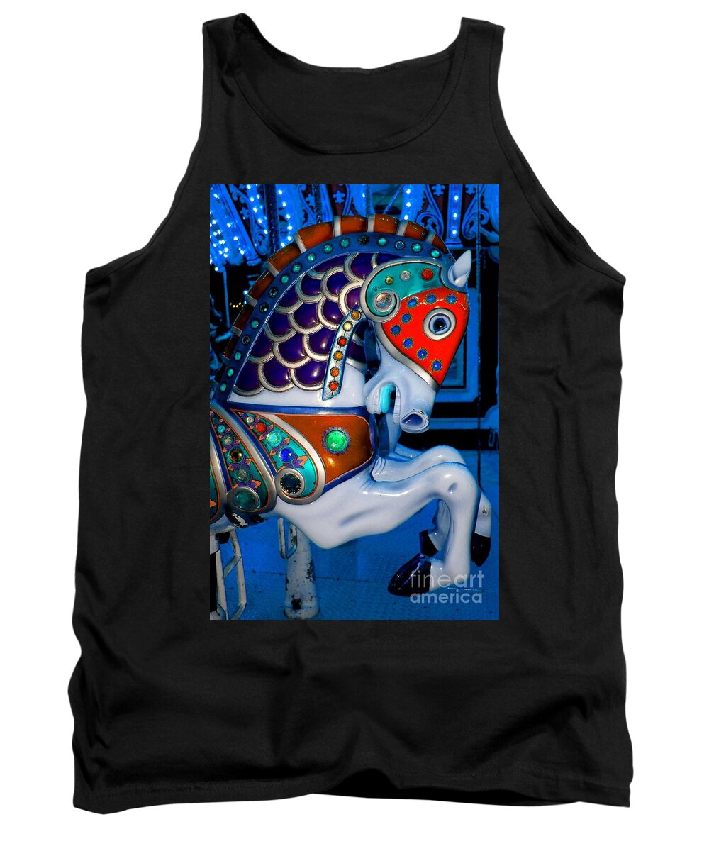 Carousel Tank Top featuring the photograph Blue and Red Carousel Horse by Patty Vicknair