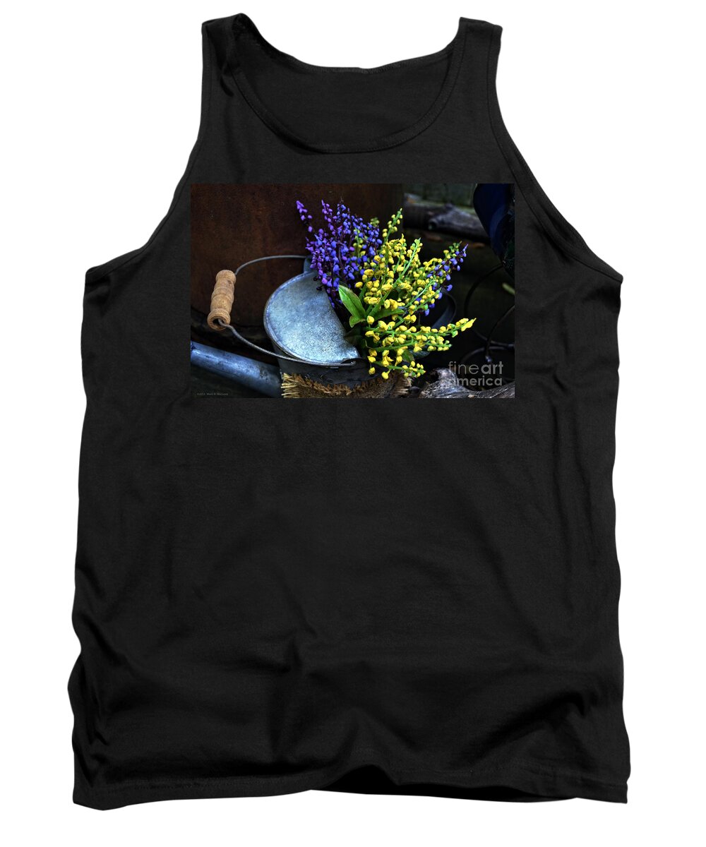 Blue And Yellow Flowers Tank Top featuring the photograph Blue and Yellow Flowers by Mary Machare
