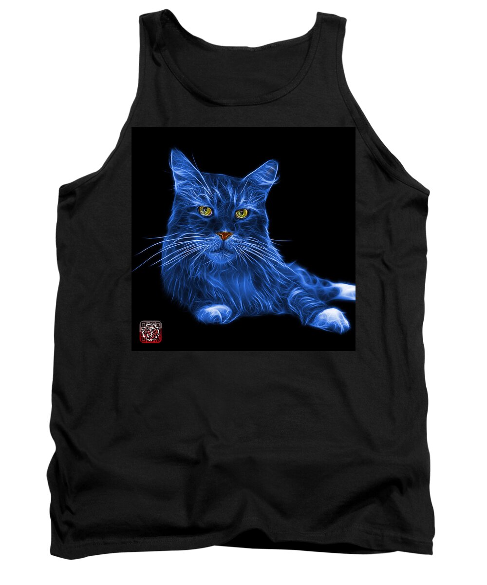 Cat Tank Top featuring the painting Blue Maine Coon Cat - 3926 - BB by James Ahn