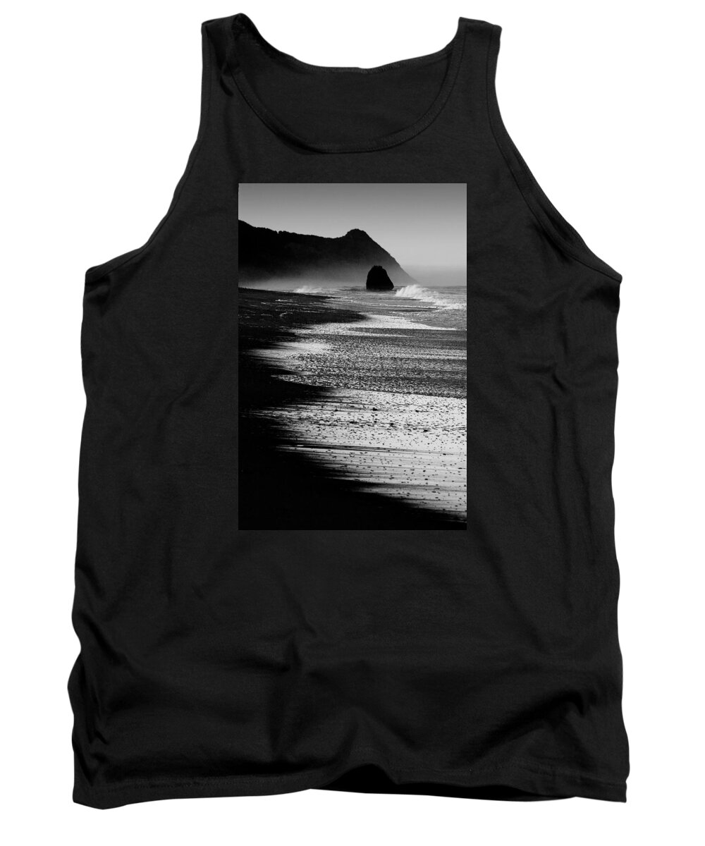 Beach Tank Top featuring the photograph Blue Morning At the Beach in Black and White by Robert Woodward