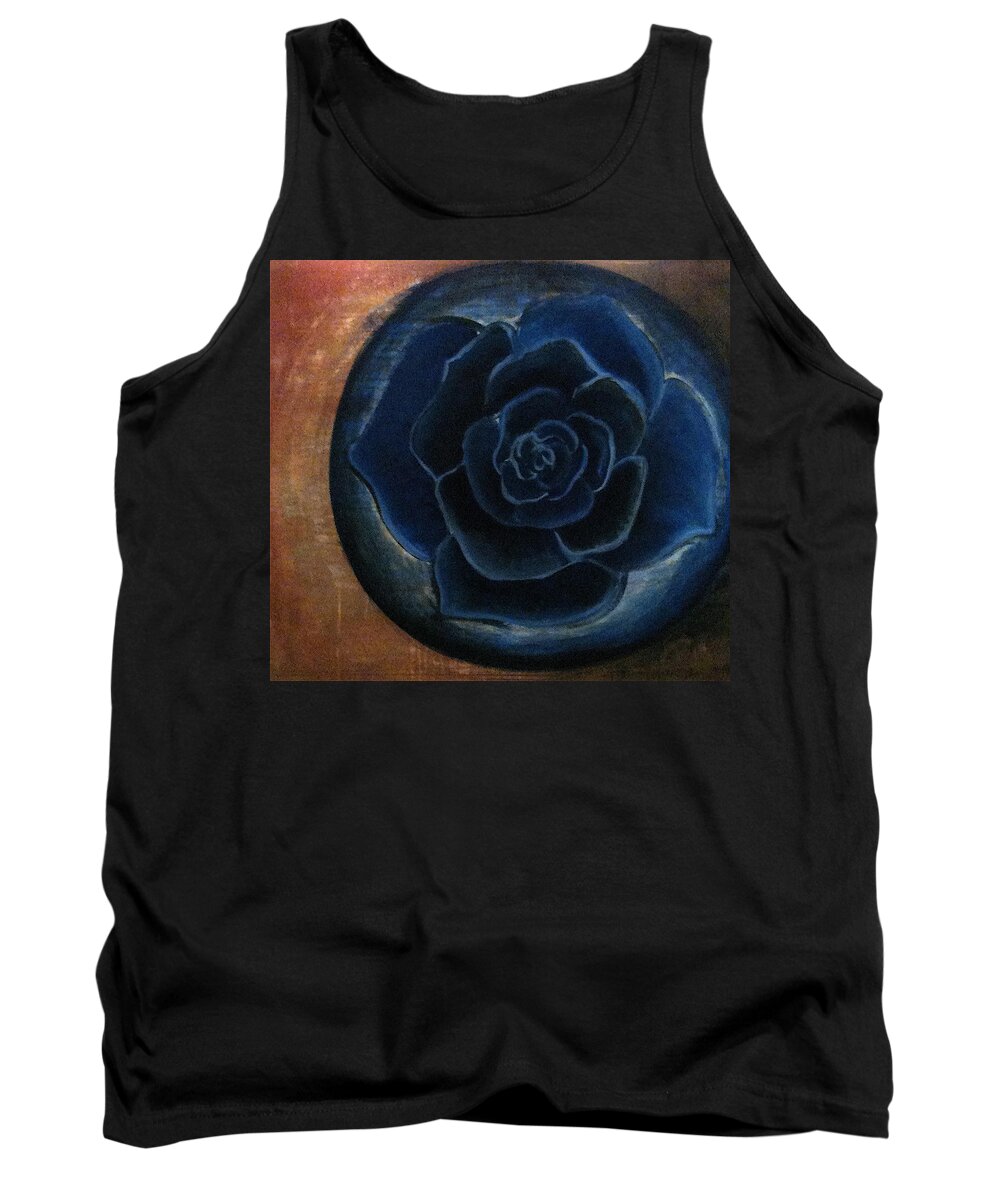 Blue Tank Top featuring the painting Blue Rose by Crystal Charlotte Easton