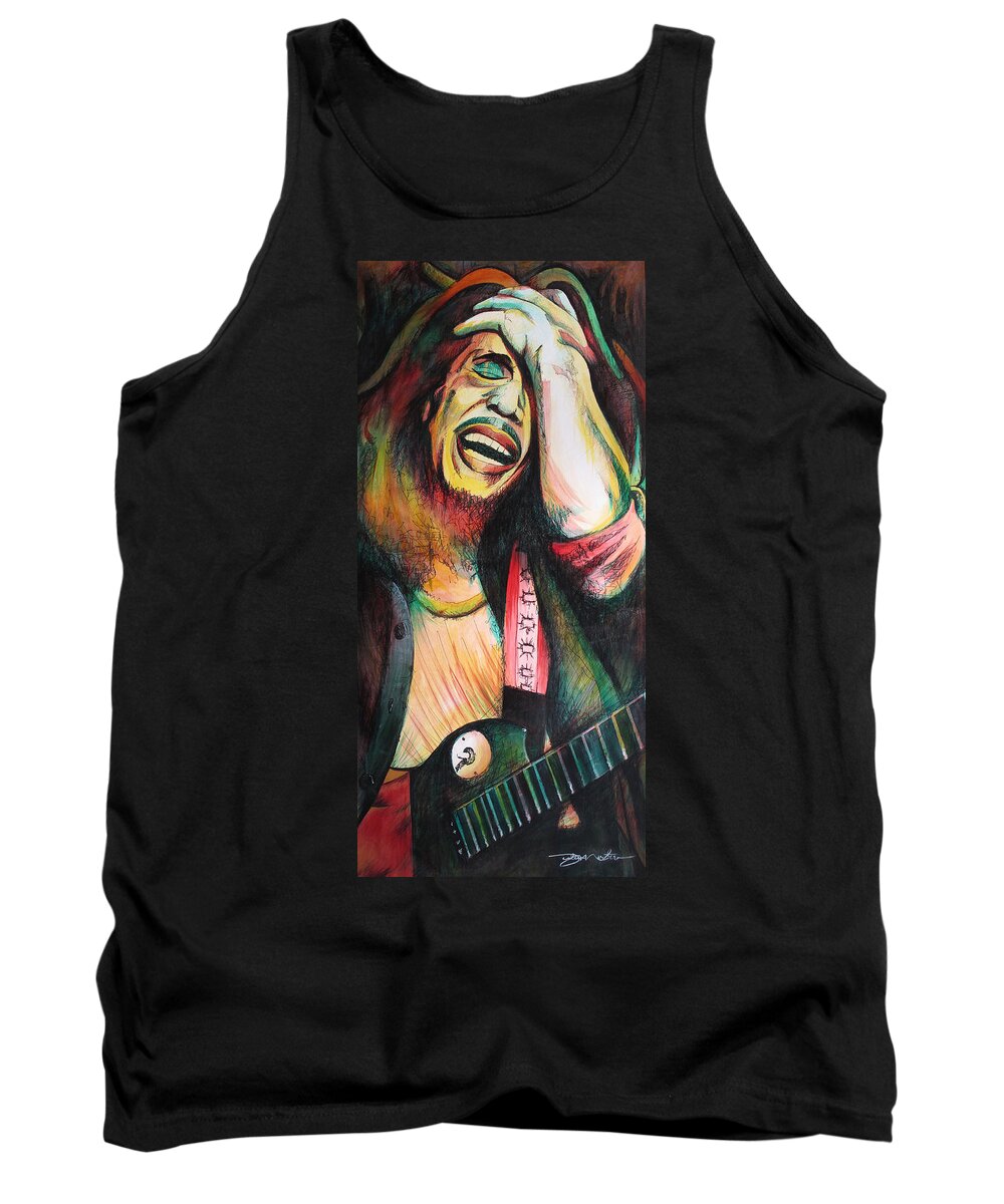 Bob Marley Tank Top featuring the painting Bob Marley in Agony by Joshua Morton