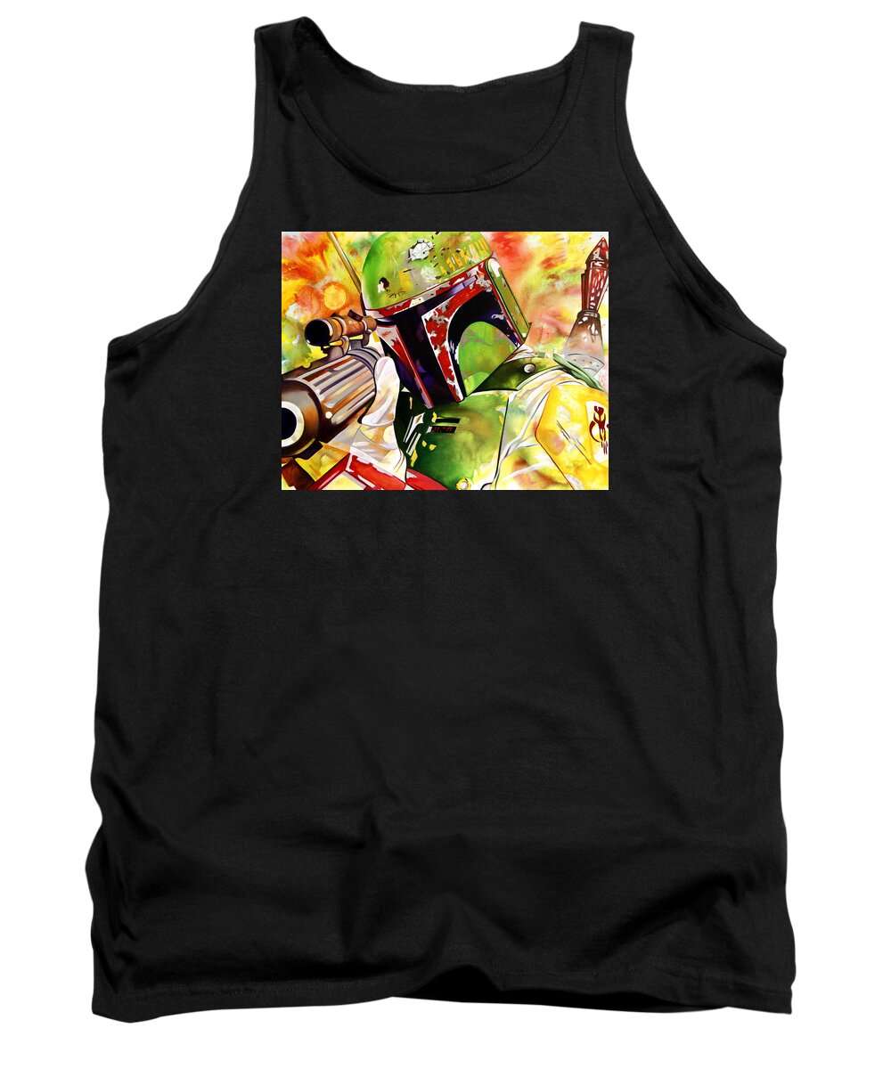 Star Wars Tank Top featuring the painting Boba Fett by Joshua Morton