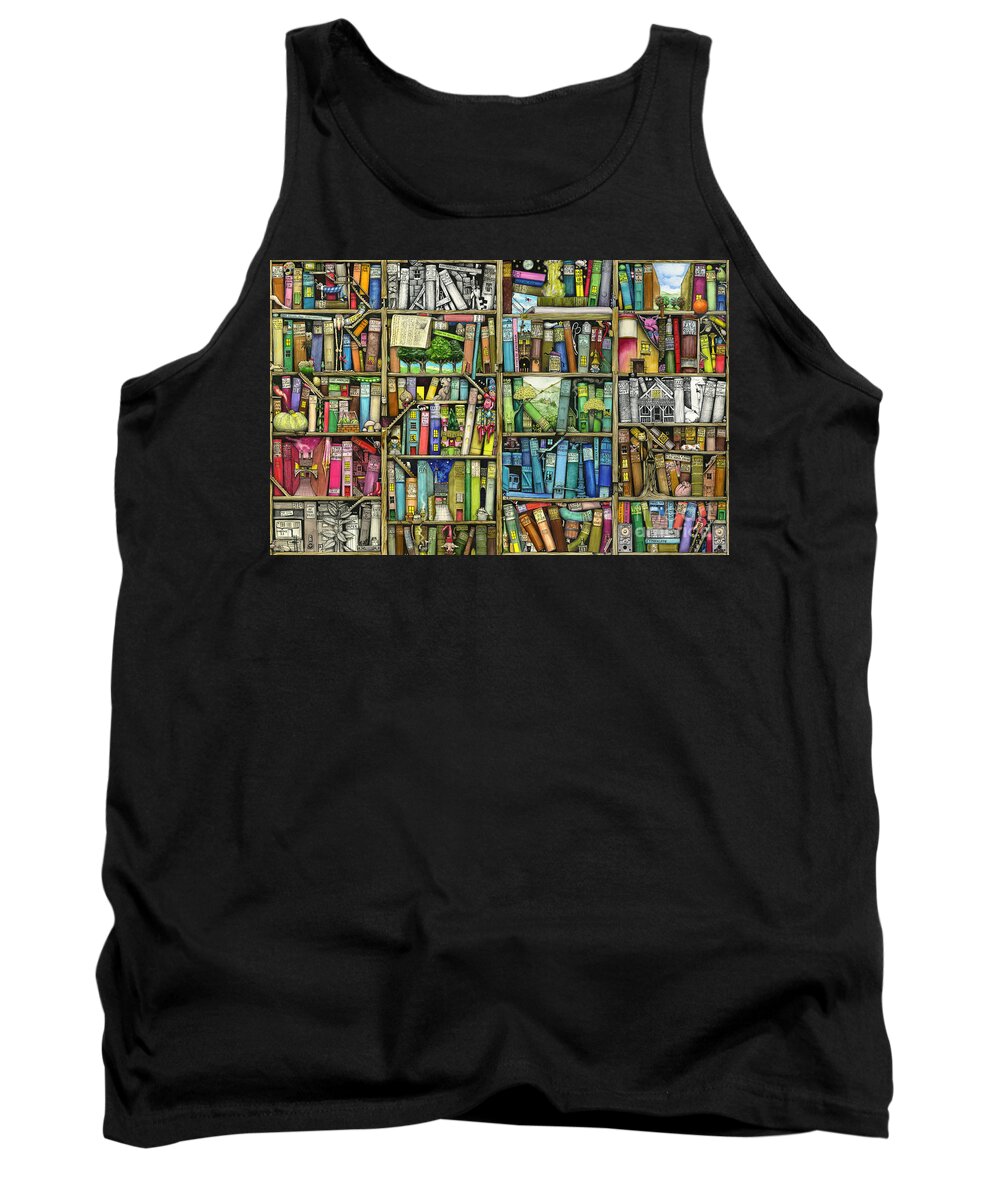Colin Thompson Tank Top featuring the digital art Bookshelf by MGL Meiklejohn Graphics Licensing