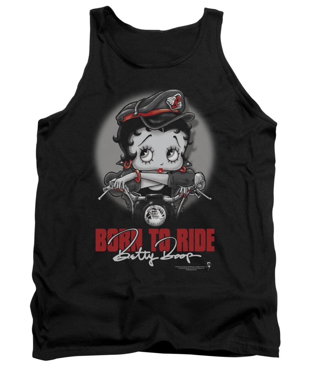 Betty Boop Tank Top featuring the digital art Boop - Born To Ride by Brand A