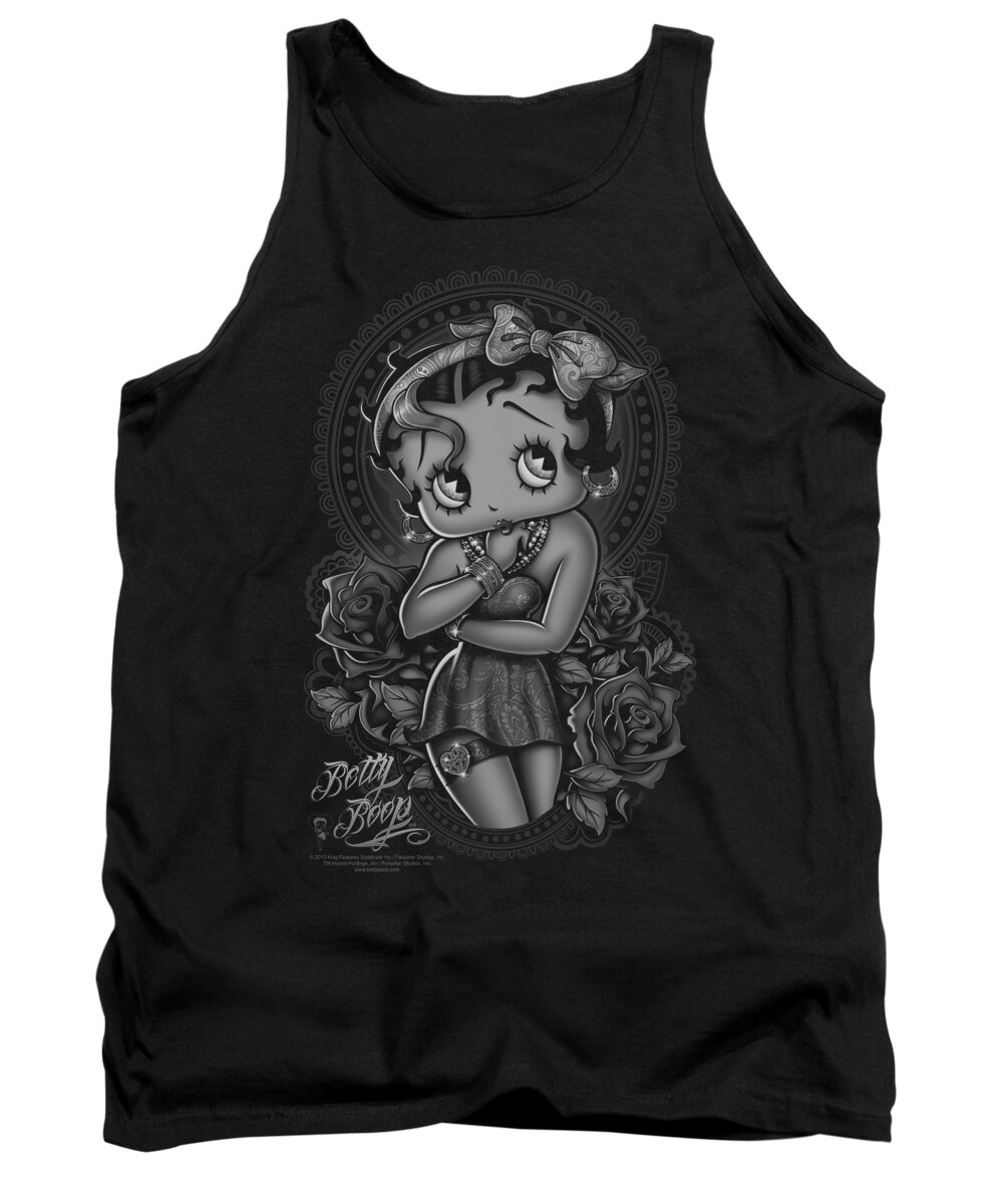 Betty Boop Tank Top featuring the digital art Boop - Fashion Roses by Brand A