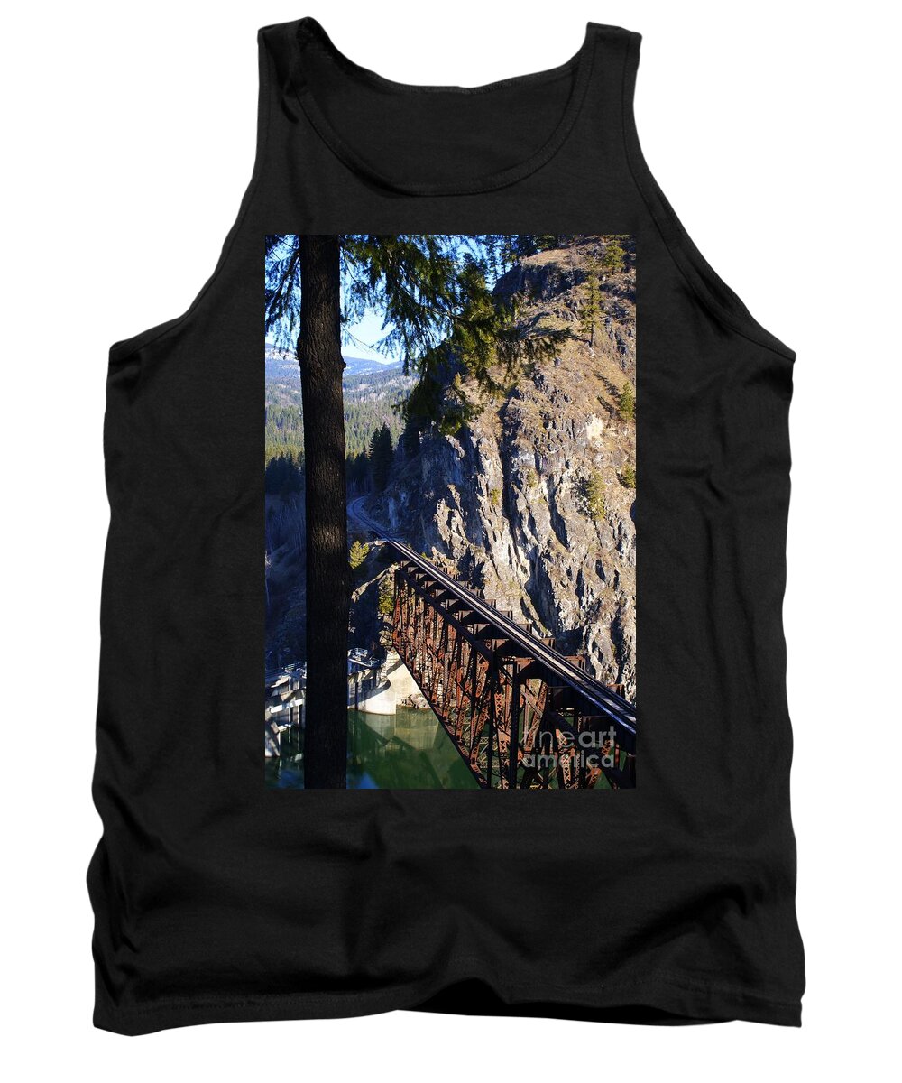Box Canyon Dam Tank Top featuring the photograph Box Canyon Dam RailRoad Crossing by Loni Collins
