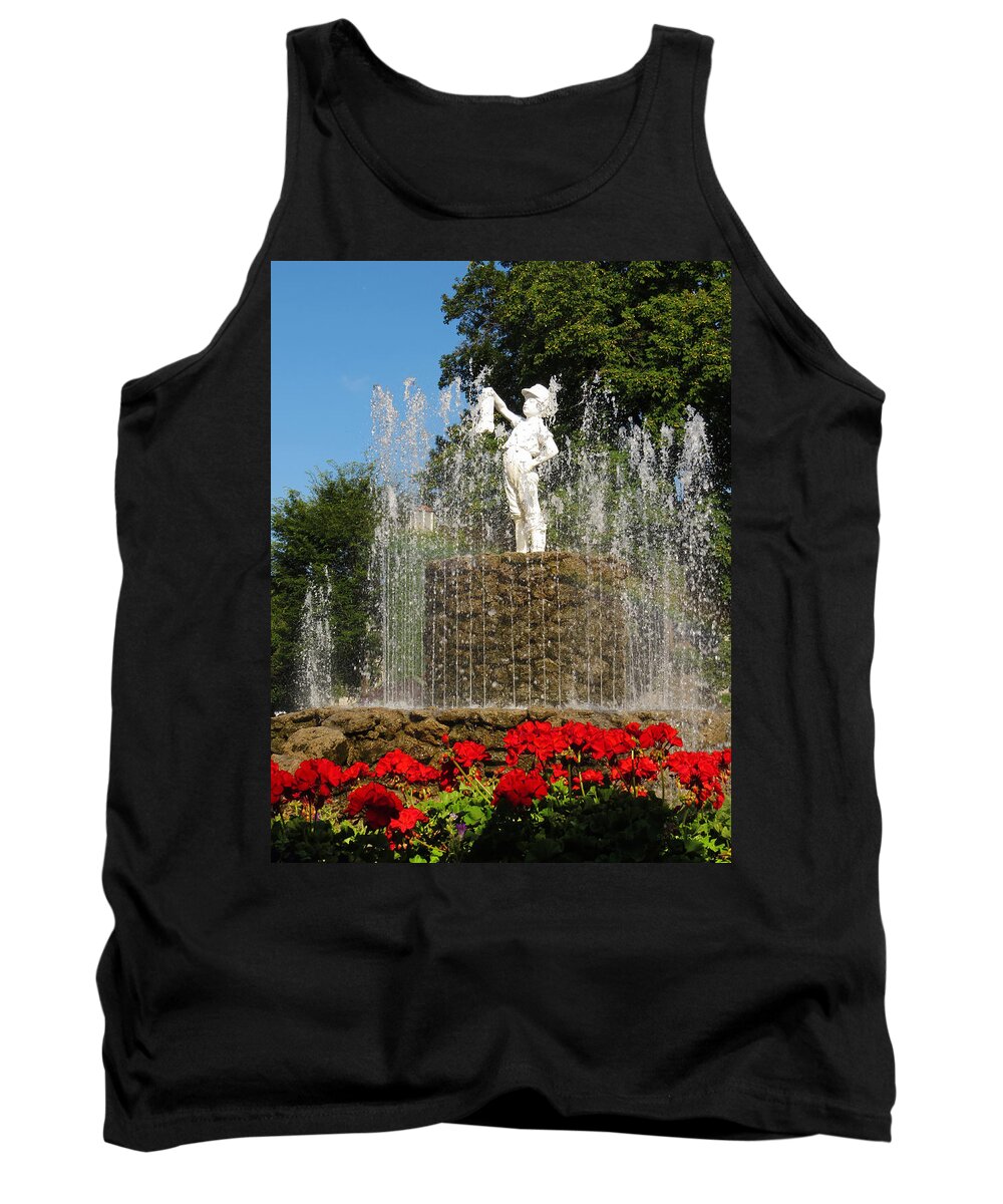 Fountain Tank Top featuring the photograph Boy With The Boot 3 by Shawna Rowe