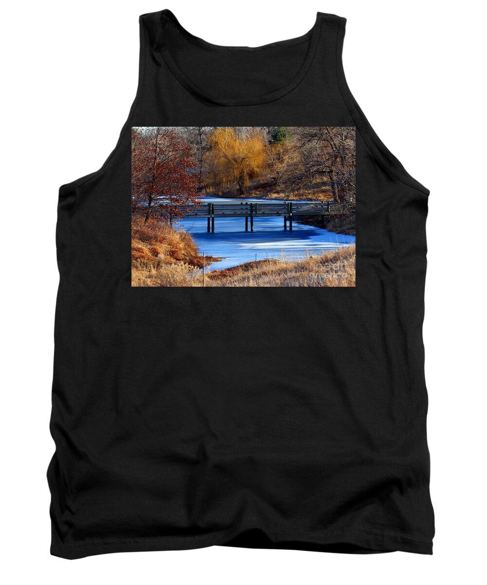 Landscape Tank Top featuring the photograph Bridge over Icy Waters by Elizabeth Winter
