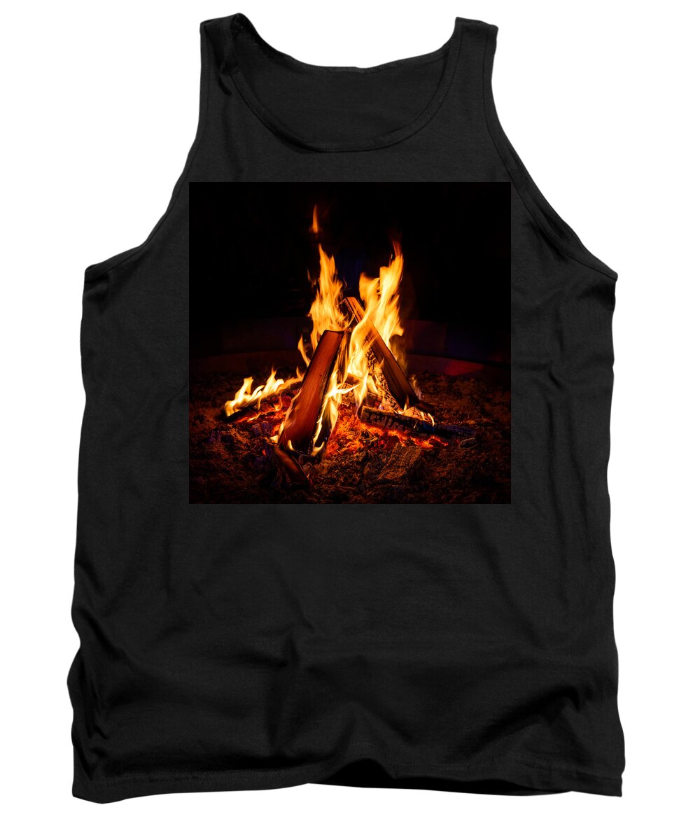 Fire Tank Top featuring the photograph Camp fire by Dutourdumonde Photography