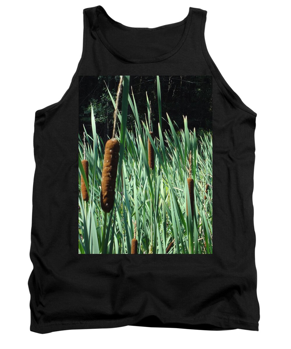 Cattail Tank Top featuring the photograph Cattails a plenty by Michael Porchik