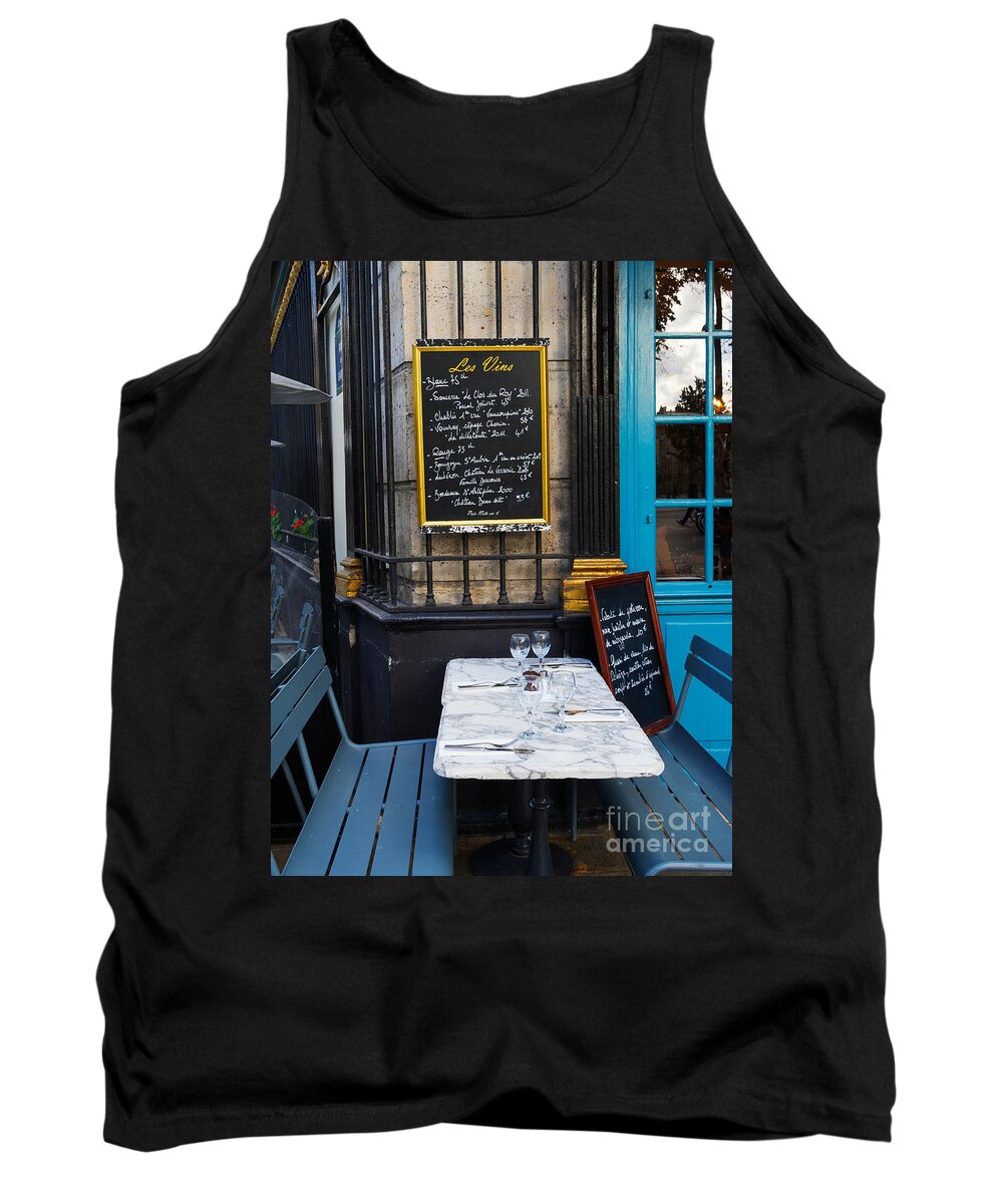 Chalkboard Tank Top featuring the photograph Chalkboard at an outdoor cafe in Paris by Louise Heusinkveld