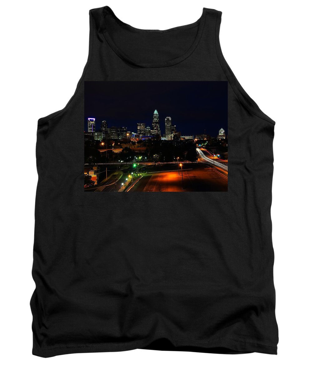 Charlotte Tank Top featuring the photograph Charlotte NC at night by Flees Photos