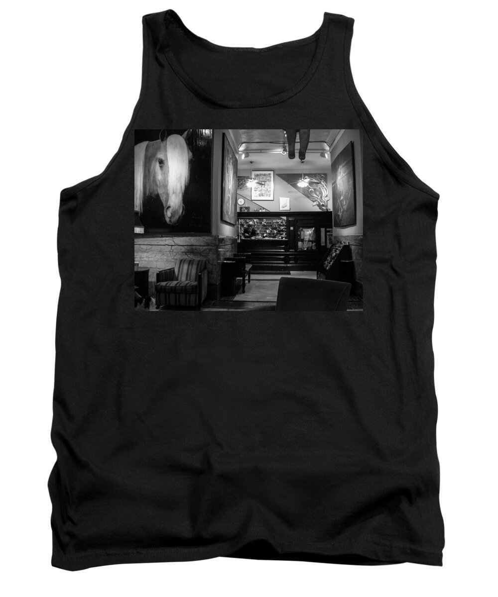B&w Tank Top featuring the photograph Chelsea Hotel Night Clerk by Frank Winters