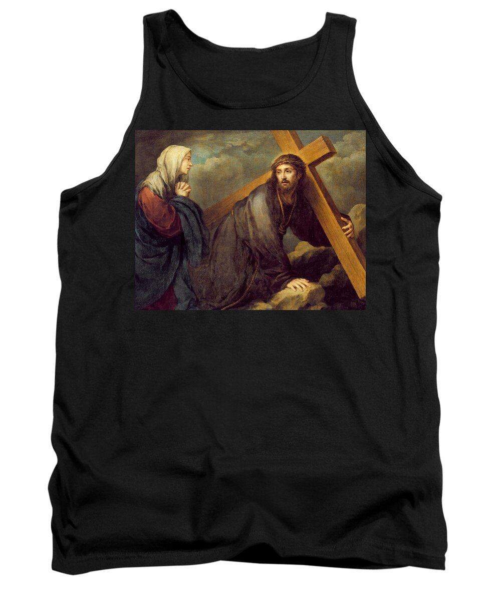 Christ At Calvary Tank Top featuring the painting Christ at Calvary by Bartolome Esteban Murillo