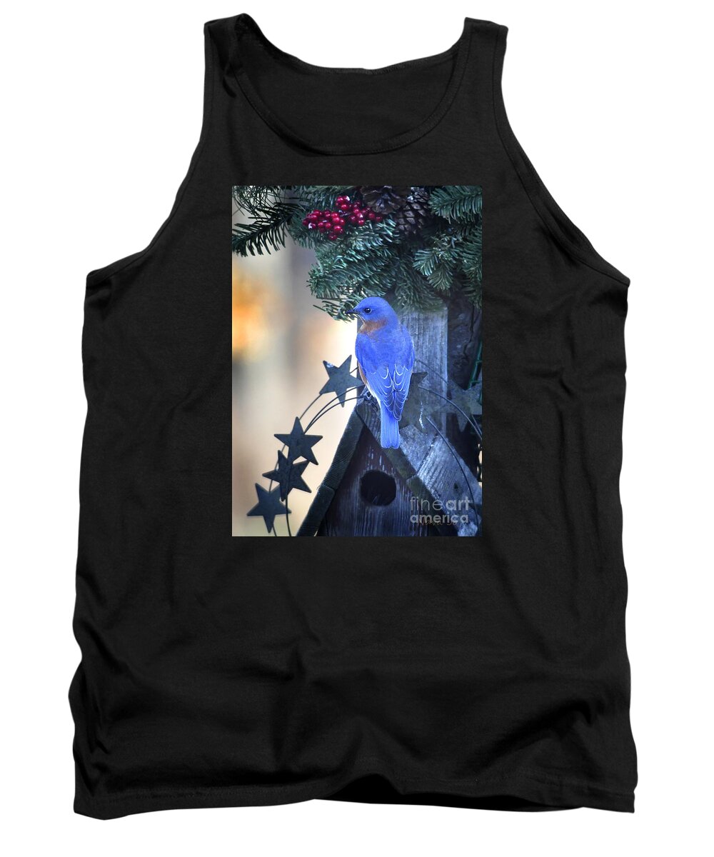 Nature Tank Top featuring the photograph Christmas Bluebird by Nava Thompson