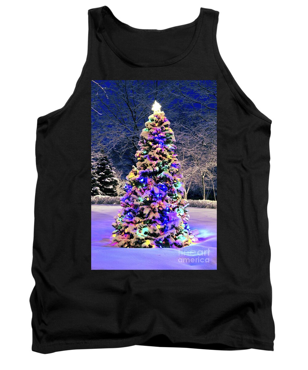 Christmas Tank Top featuring the photograph Christmas tree in snow by Elena Elisseeva